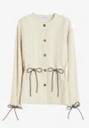 Max Mara Carezza Linen-blend Buttoned Jacket In Neutral