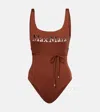 Max Mara Carisma Belted Swimsuit In Brown