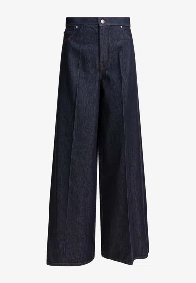 Max Mara Carmine Wide-leg Washed Jeans In Blue