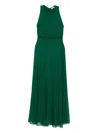Max Mara Carnet Gathered-detail Maxi Dress In Green