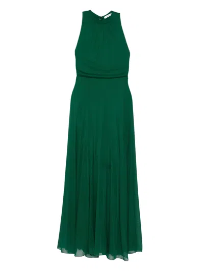 Max Mara Carnet Gathered-detail Maxi Dress In Green