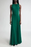 Max Mara Carnet Viscose Blend Long Dress In Green