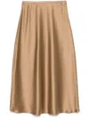 Max Mara Satin Midi Skirt Elastic Waistband In 褐色