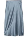 Max Mara Carnet Silk Satin Midi Skirt In Blue