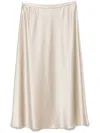 Max Mara Satin Finish Midi Skirt With Flowing Silhouette In Neutrals