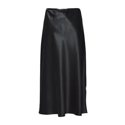 Max Mara Carnet Silk Satin Midi Skirt In Black