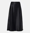 Max Mara Carnet Silk Satin Midi Skirt In Black