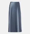 Max Mara Carnet Silk Satin Midi Skirt In Green