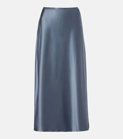 Max Mara Carnet Silk Satin Midi Skirt In Green