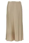 Max Mara Satin Finish Midi Skirt With Flowing Silhouette In Neutral
