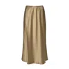 Max Mara Carnet Skirt In Camel Silk Satin In Brown