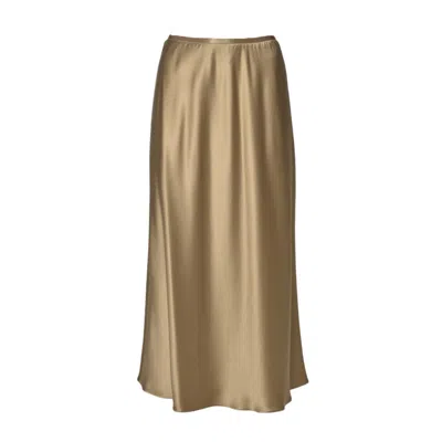 Max Mara Carnet Skirt In Camel Silk Satin In Brown