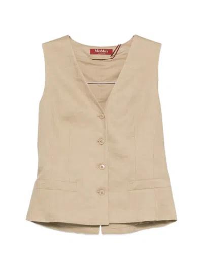 Max Mara Carnet V-neck Button-up Waistcoat In Neutral
