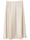 Max Mara Satin Finish Midi Skirt With Flowing Silhouette In White
