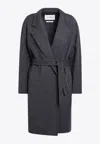 Max Mara Carnia Wool Coat With Denim-effect In Gray
