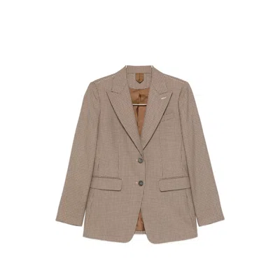 Max Mara Caro Houndstooth-pattern Tailored Jacket In Neutral