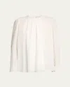 Max Mara Carol Gathered Embellished-cuff Silk Blouse In White