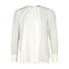 Max Mara Long-sleeved Pure Silk Georgette Shirt In White
