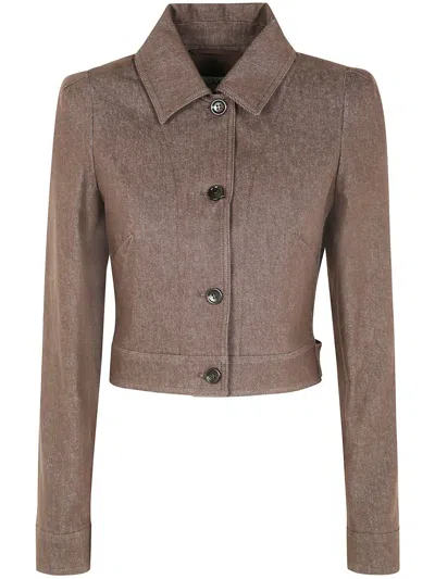 Max Mara Carp Cropped Denim Jacket Clothing In Brown