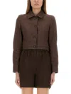 Max Mara Belted Jacket With Buttoned Cuffs And Epaulettes In Brown