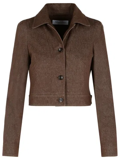 MAX MARA MAX MARA CARPA' BROWN COTTON BLAZER