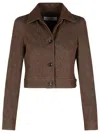 Max Mara Belted Jacket With Buttoned Cuffs And Epaulettes In Brown