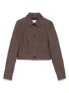Max Mara Belted Jacket With Buttoned Cuffs And Epaulettes In Brown