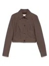 Max Mara Belted Jacket With Buttoned Cuffs And Epaulettes In Brown