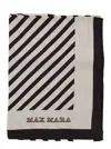 Max Mara 'carre' Black And White Foulard With Logo Lettering And All-over Geometric Print In Silk Wo