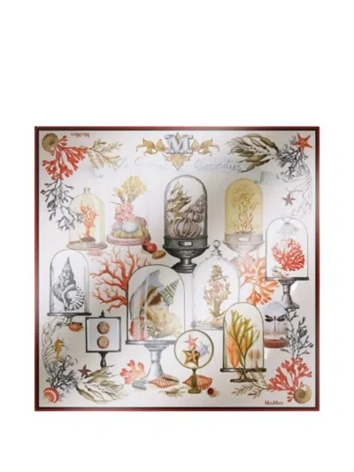 MAX MARA CARRE PRINTED FOULARD,2614541132600 001 CORAL PRINT