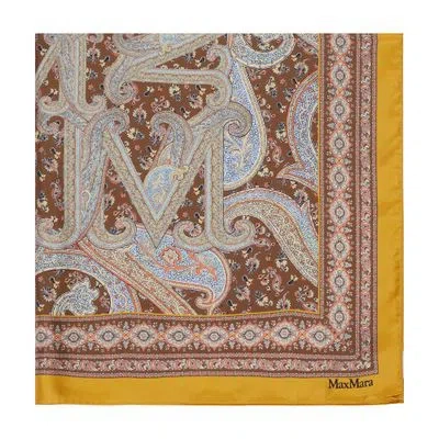 Max Mara Carre90 Silk Scarf In Yellow