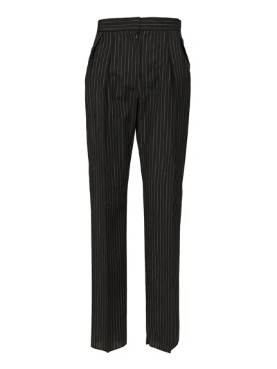 MAX MARA CARROT IN WOOL CANVAS TROUSERS BLACK