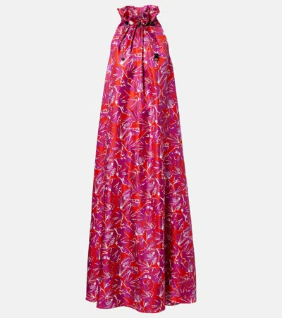 Max Mara Cartone Printed Silk Maxi Dress In Multi