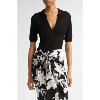 Max Mara Casarsa Short Sleeve Polo Sweater In Black