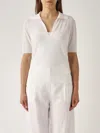 Max Mara V-neck Knitted Polo Shirt In Bianco