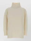 Max Mara Cashmere Aceti Sweater Featuring Ribbed Turtleneck In Neutral