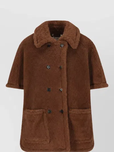 Max Mara Cashmere Alpaca Silk Cape In Brown