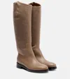 Max Mara Cashmere And Leather Knee-high Boots In Orange