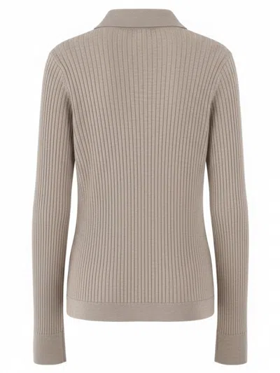 Max Mara Cashmere And Silk Knit Polo Shirt In Dove