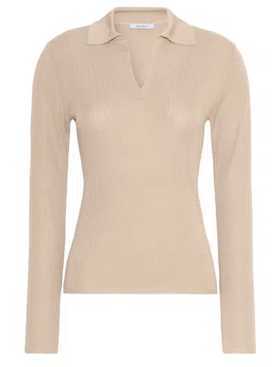 Max Mara Cashmere And Silk Polo Sweater In Neutral