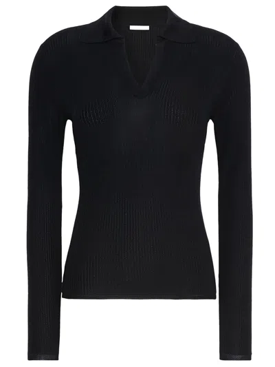 Max Mara Cashmere And Silk Polo Sweater In Black