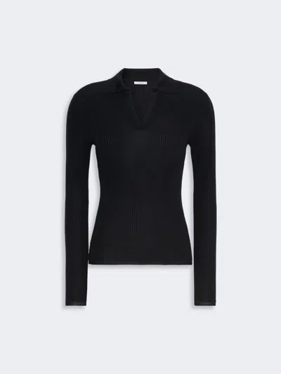 Max Mara Cashmere And Silk Polo Sweater In Blue