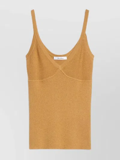MAX MARA CASHMERE AND SILK RIBBED KNIT TOP