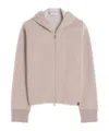 Max Mara Cashmere Virgin Wool Hooded Knit Sweatshirt In Pink