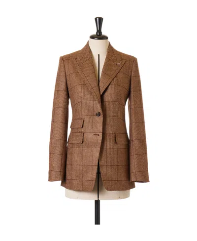 Max Mara Cashmere And Wool Button Suit Jacket In Brown