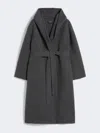 Max Mara Cashmere And Wool Hooded Coat In Black