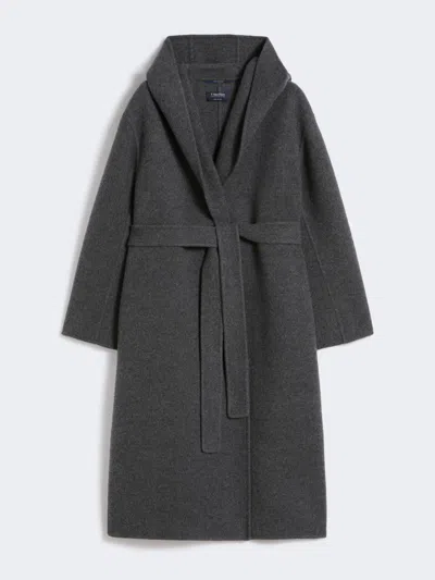 Max Mara Cashmere And Wool Hooded Coat In Black