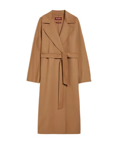 Max Mara Cashmere And Wool Lace Coat In Brown