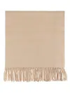 Max Mara Logo Embroidered Fringed Edge Scarf