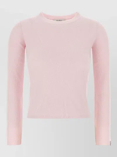Max Mara Cashmere Baffo Sweater Round Neck Knit In Pink